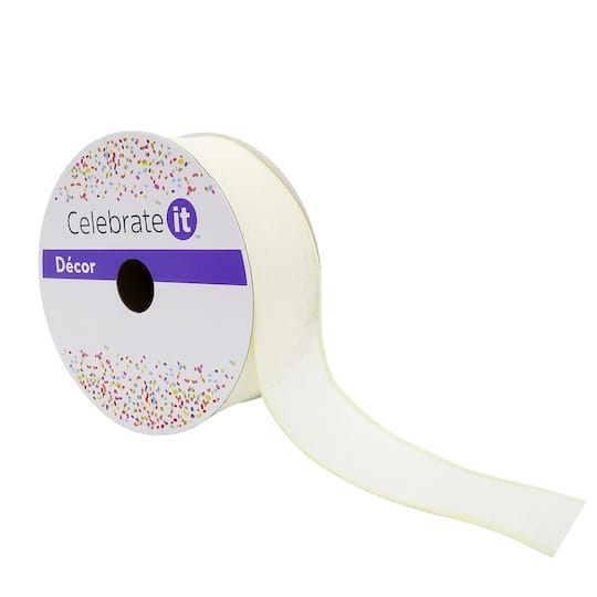 Michaels, 1.5" x 30ft. Ivory Faux Linen Wired Ribbon by Celebrate It™ – Category: Decorative Ribbon